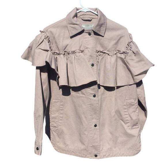 ASOS Womens ruffle collar jacket size 4 mauve cape western pink boho priaire - Picture 1 of 11